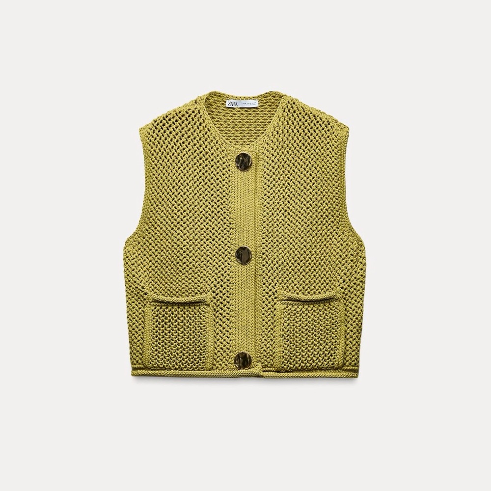 Zara Lime Green Chunky Knit Vest